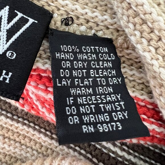 Worth Womens Striped Knit Button Front Cardigan Sweater Tan Brown Red size Small - Picture 10 of 11